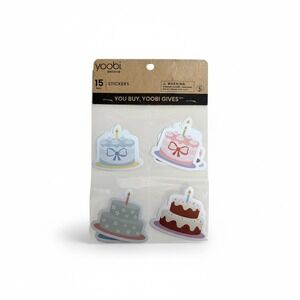 Yoobi Evolve Birthday Cake Stickers 15 Pack Pastel Die Cut Decals New